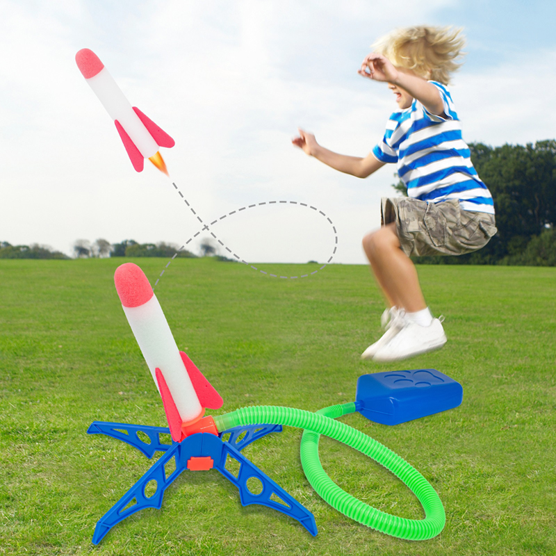 Kids Outdoor Jumping - ペダル付きエアポンプ,ボールランチャー,子供用おもちゃキット,フォームロケットアクセサリー,男の子と女の子,アウトドアジャンプスポーツ