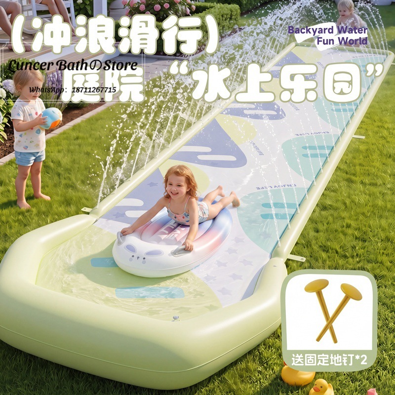 Outdoor Children'S Park - 国境を越えたPVC製ウォータースライド、屋外サーフィン用スライド、家庭用ウォーターパーク、インフレータブルウォータージェットゲーム、ウォーターマット