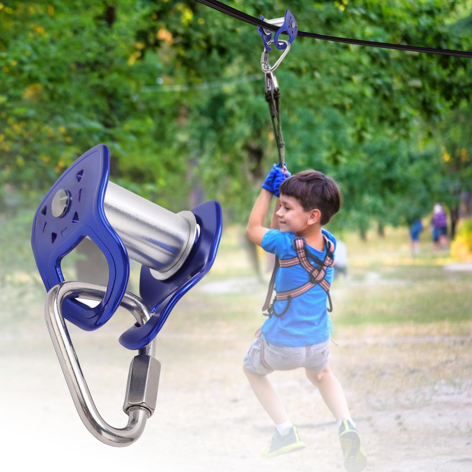 Kids Outdoor Obstacle Course - 頑丈なジップライン用トロリー、クイックインストールプーリースライダー、裏庭ジップラインキット（5歳以上のお子様向け）、屋外遊び場障害物コース