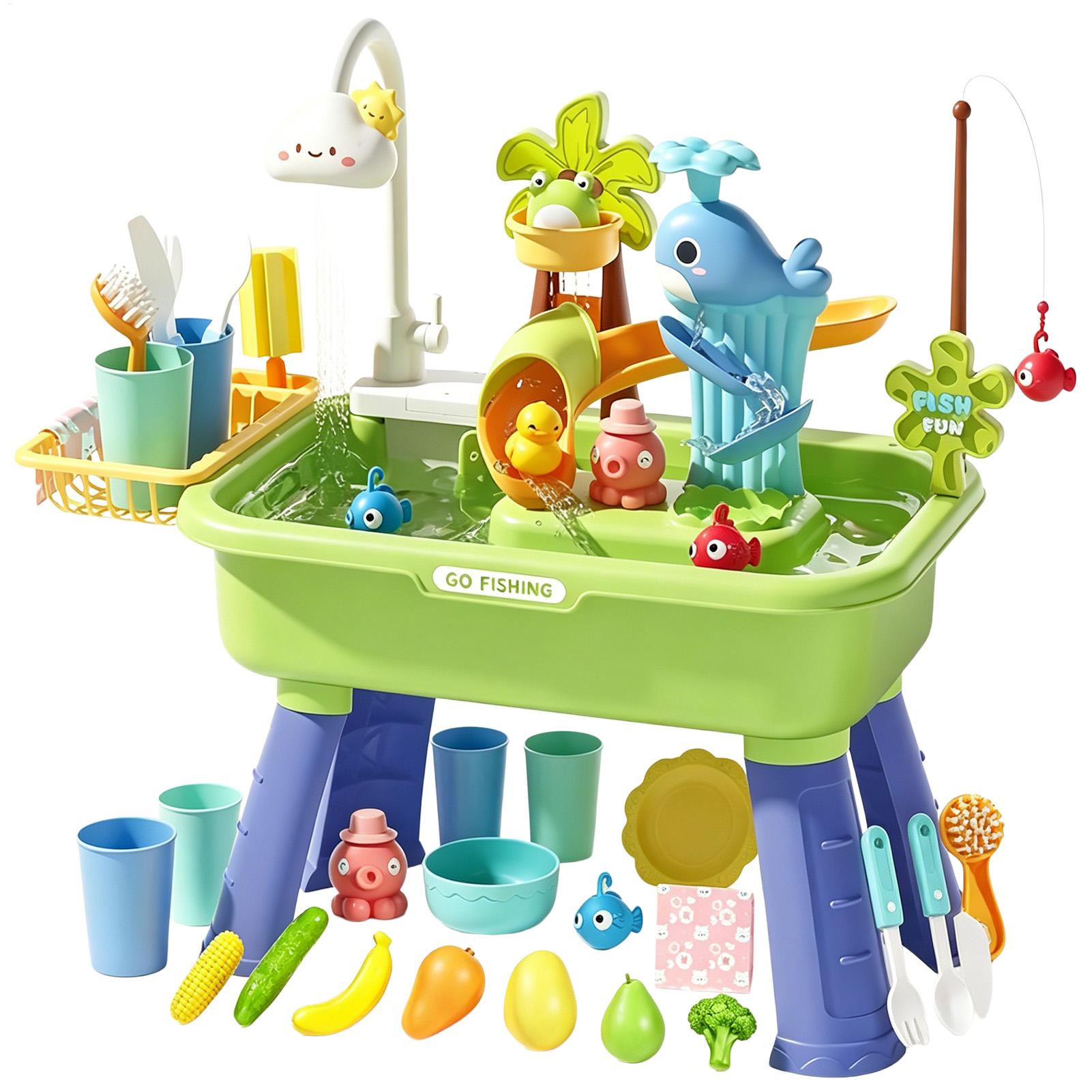 Kids Outdoor Activity Table - ポンプ付きキッズウォーターテーブル、幼児向け感覚遊びシンクアクティビティテーブル、男の子と女の子向けの屋内外夏用スプラッシュトイ