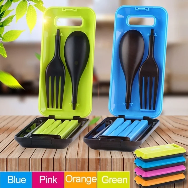 Kids Outdoor Dining Set - 子供用折りたたみ式トラベル食器セット,子供用食器,包丁,弁当アクセサリー,便利なツール