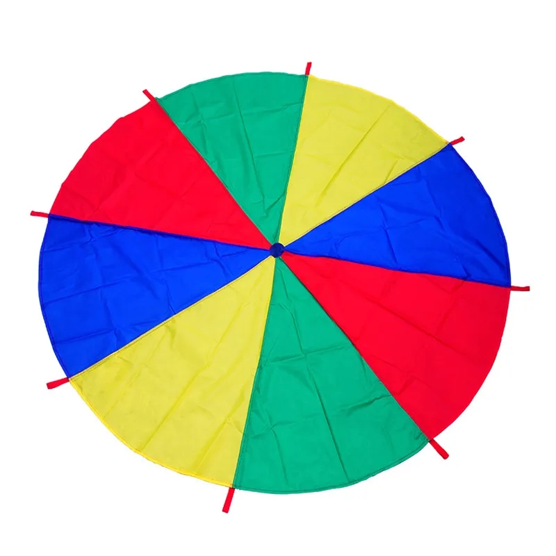 Kids Outdoor Jumping - 2 メートル/4 メートル直径子供屋外チームワークゲーム小道具レインボーパラシュートおもちゃジャンプバッグバウンスプレイマット学校活動パズルゲーム