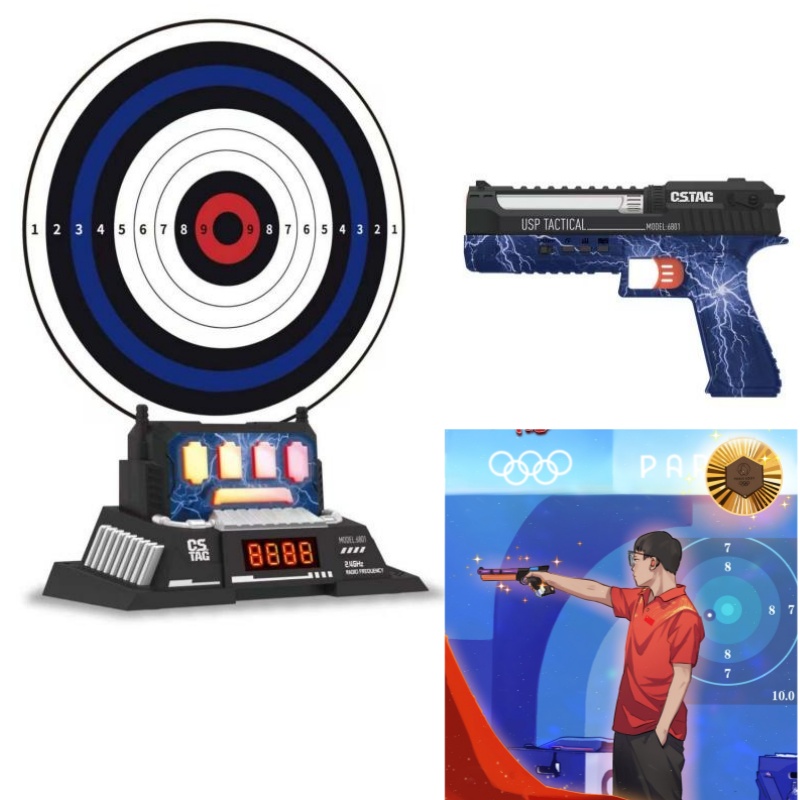 Kids Outdoor Games - CSTAG AI ターゲット射撃競技レーザーピストルセット インテリジェントスコアリングゲーム 屋内屋外スポーツゲーム キッズボーイズおもちゃギフト