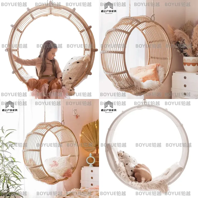 Kids Outdoor Hanging Chair - 屋外用ラタンロッキングチェアハンギングハンモックスイング寝室子供部屋用クレードルシートガーデンパティオ家具装飾