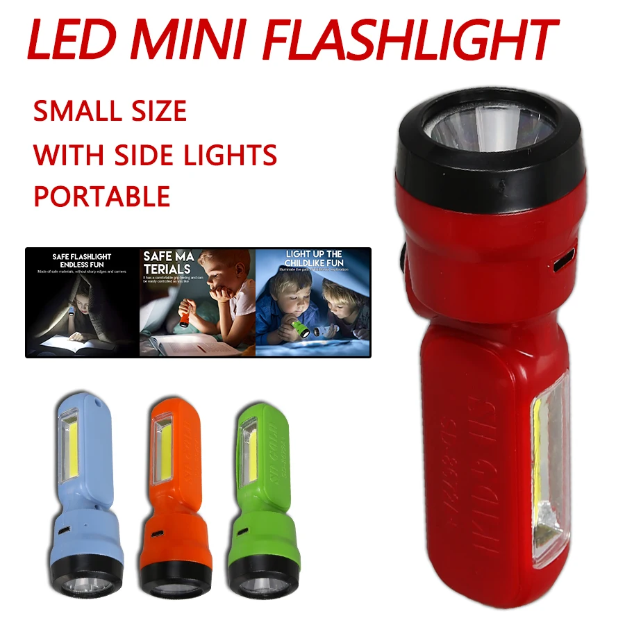 Outdoor Kid - ミニ COB+XPE 子供用懐中電灯、USB 充電式 3 モード子供用懐中電灯、ポータブル屋外ナイトライト、キャンプ、ウォーキングギフト用