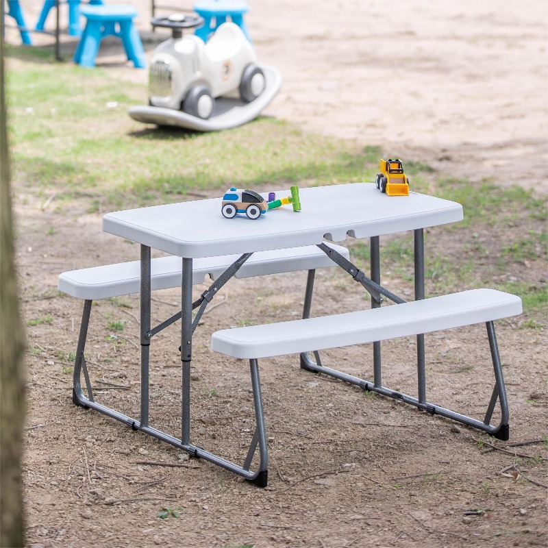 Kids Outdoor Dining Set - 子供用折りたたみピクニックテーブル アウトドアガーデンキャンプ用折りたたみテーブルとベンチセット