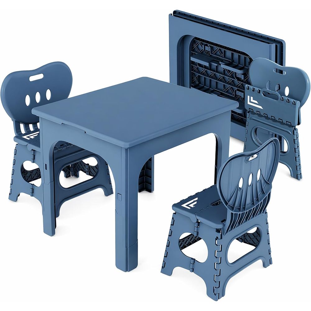 Kids Outdoor Activity Table - 折りたたみ式テーブルと椅子セット、高さ調節可能なポータブルアクティビティテーブル、折りたたみ椅子2脚付き、屋内屋外用子供大人用テーブルセット