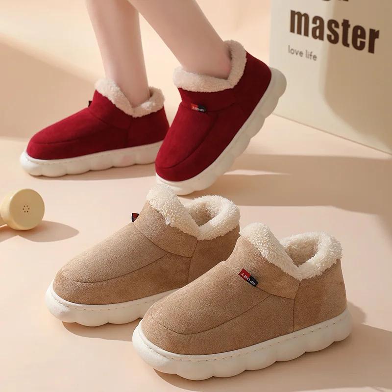 Outdoor Kid - 2025年冬用メンズカジュアルハウスシューズ、レディースアウトドア用暖かいコットンシューズ、女性用室内用プラッシュパッド入りスリッパ