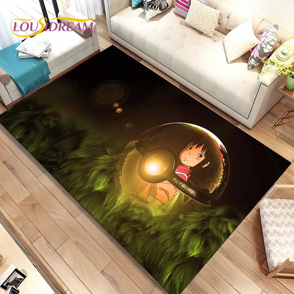 Kids Outdoor Play Area - 千と千尋の神隠し漫画アニメエリアラグ、リビングルーム、ベッドルーム、ソファ、ドアマット装飾用カーペットラグ、子供用滑り止めフロアマット3D