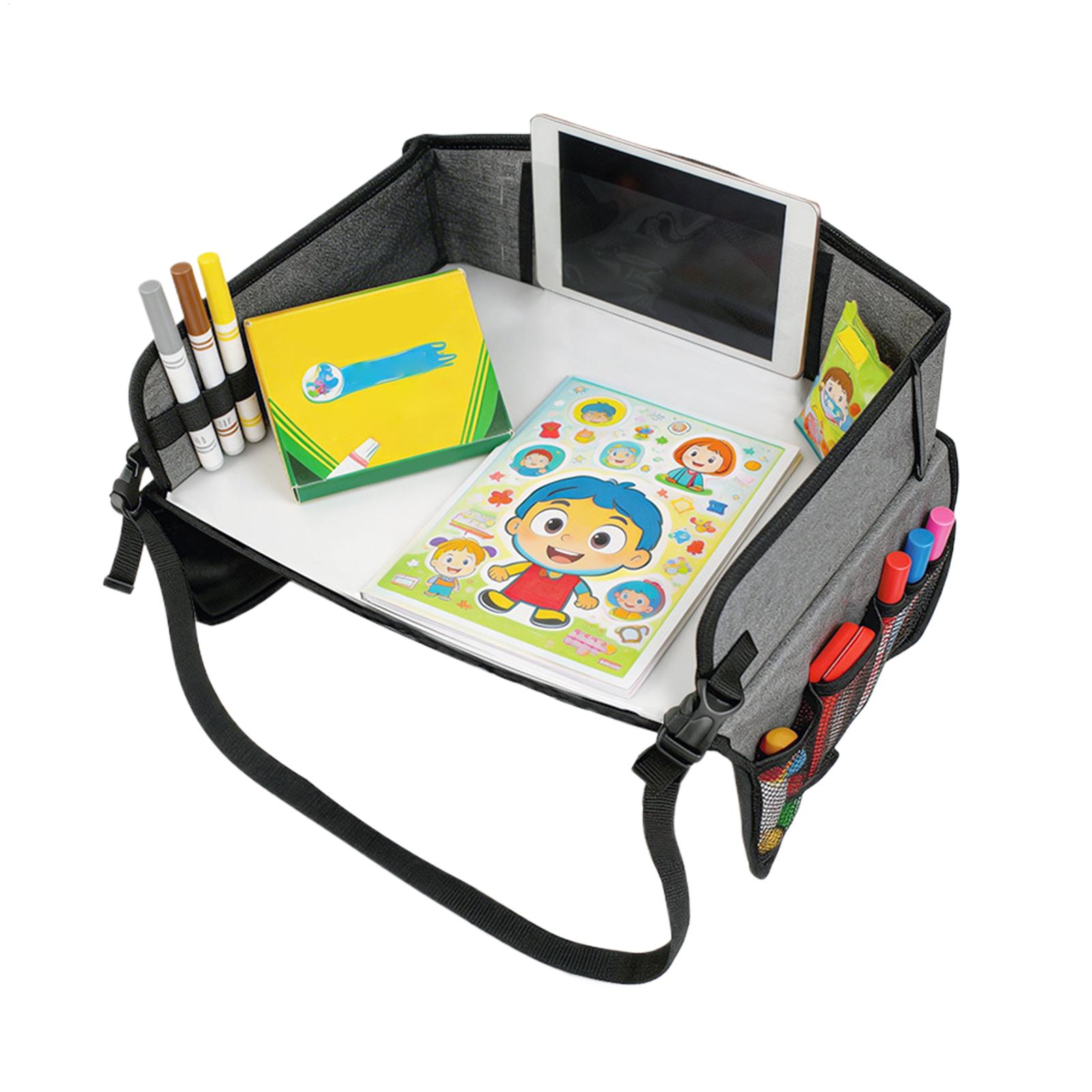 Kids Outdoor Activity Table - カーシート用アクティビティトレイ、ポケット付き、調節可能なストラップ、インタラクティブなポータブルテーブル、子供用旅行用カートレイ、屋外に欠かせないアイテム