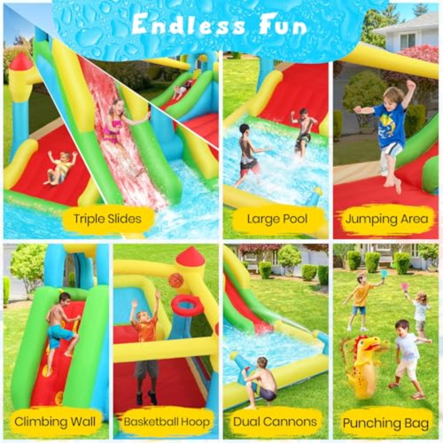 屋外/屋内兼用インフレータブルウォーターバウンスハウス（子供 - Kids Outdoor Inflatable Water Slide のレビューと価格