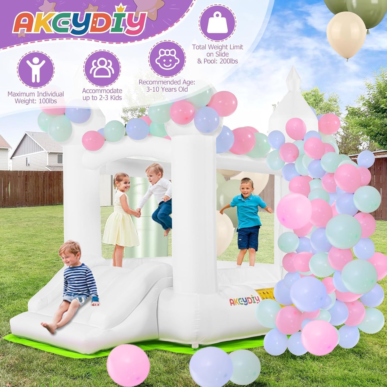 ホワイトバウンスハウス 室内/屋外兼用 キッズ用バウンシーキ - Kids Outdoor House のレビューと価格