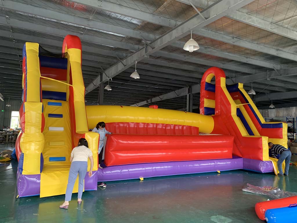 業務用巨大インフレータブル障害物コース、スライド付きPVC製 - Kids Outdoor Obstacle Course のレビューと価格