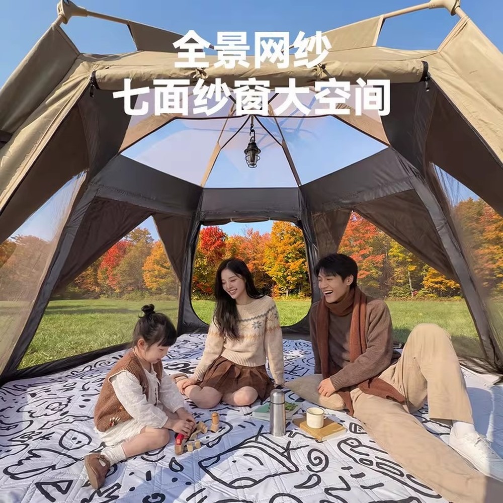 ブラックアウト六角形ポップアップキャンプテント、防水・UVカ - Outdoor Children'S Park のレビューと価格