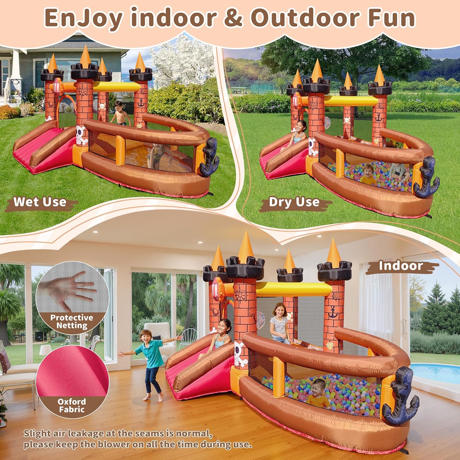 子供用インフレータブルバウンスハウス（3～8歳向け）：滑り台 - Kids Outdoor Jumping のレビューと価格