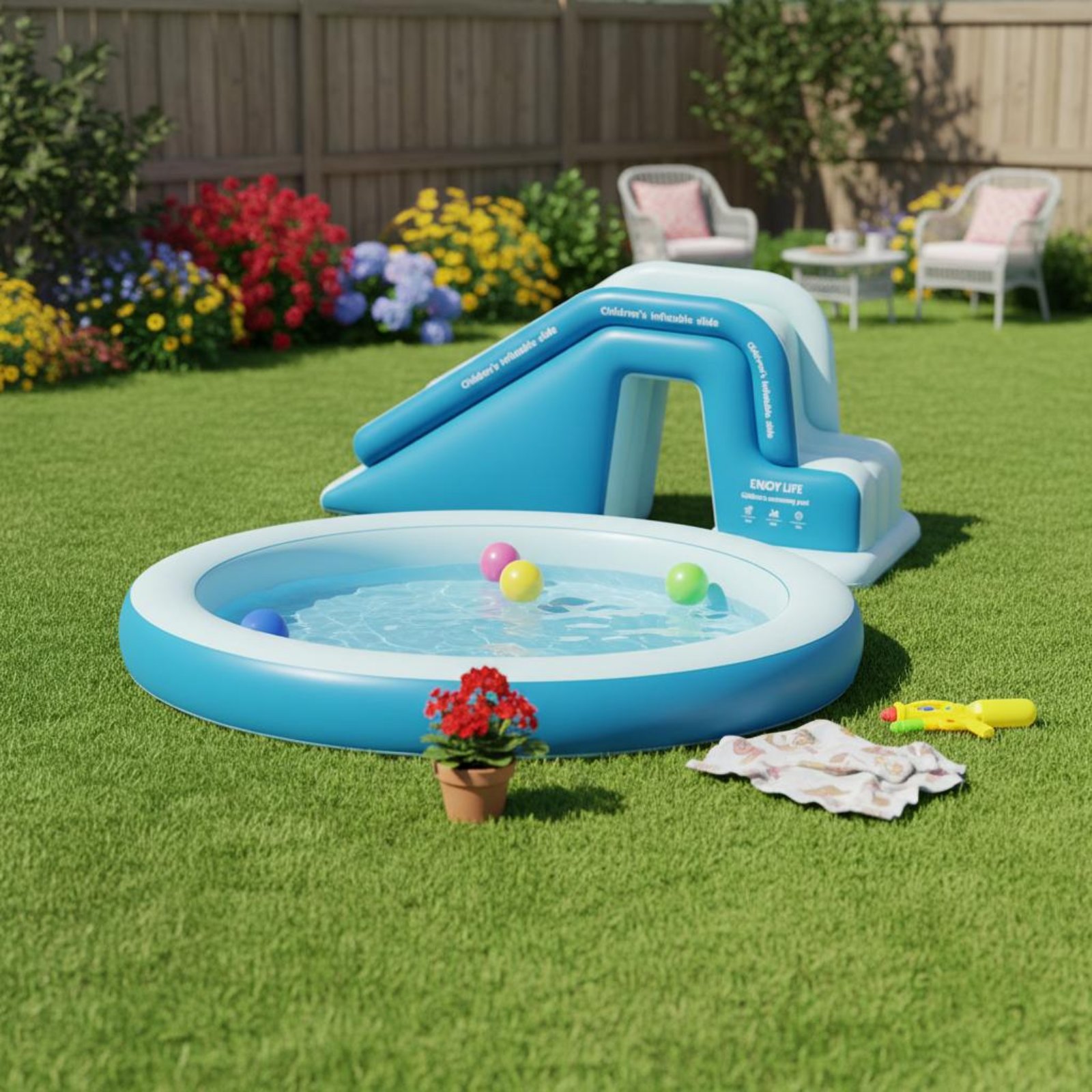 インフレータブルプールスライド 折りたたみ式インフレータブル - Kids Outdoor Inflatable Water Slide のレビューと価格