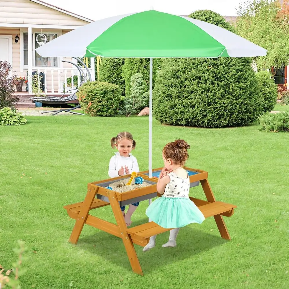 3in1高さ調節可能傘付きキッズピクニックテーブル、水遊び＆ - Kids Outdoor Activity Table のレビューと価格