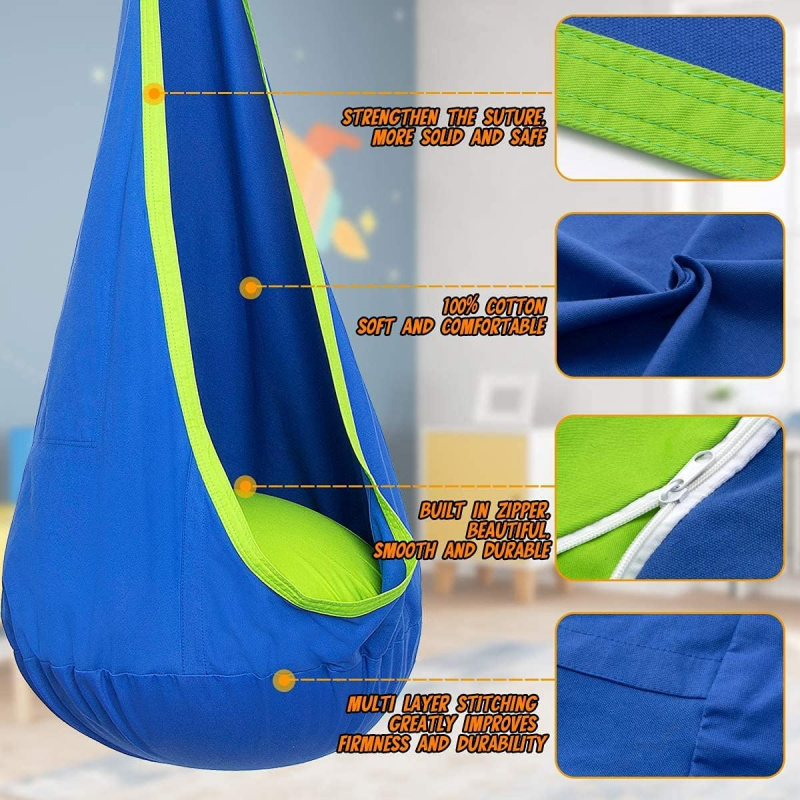 子供用ハンギングポッドスイングハンモックチェア、空気注入式ク - Kids Outdoor Hanging Chair のレビューと価格