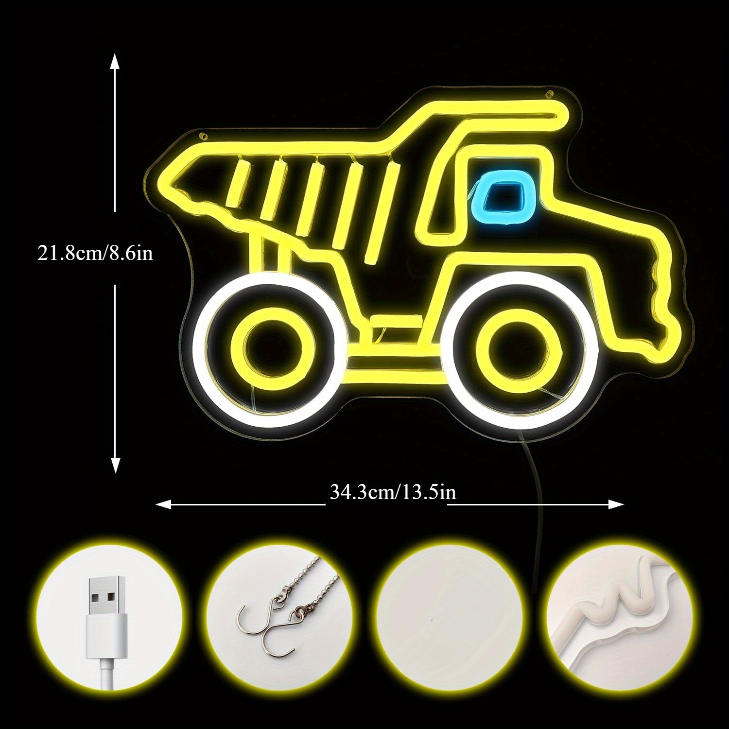 黄色のダンプトラック建設用LEDネオンサイン調光可能USBキ - Kids Outdoor Dump Truck のレビューと価格