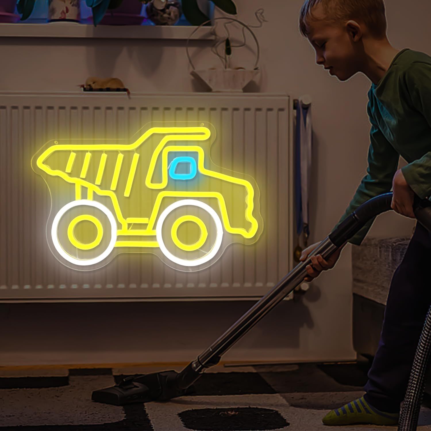 黄色のダンプトラック建設用LEDネオンサイン調光可能USBキ - Kids Outdoor Dump Truck のレビューと価格