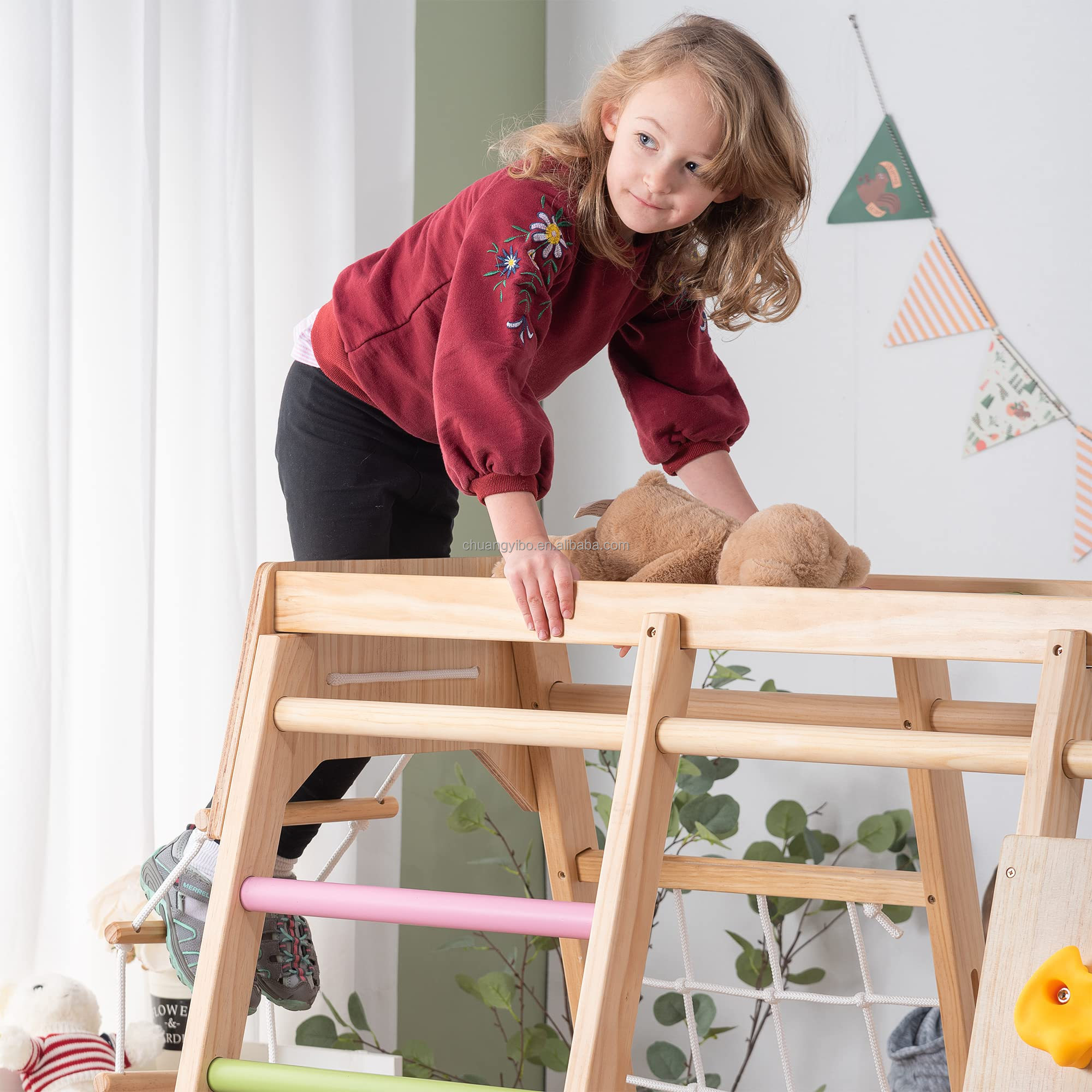 クライミングウォール遊園地製品 木製滑り台とブランコセット  - Outdoor Children'S Park のレビューと価格