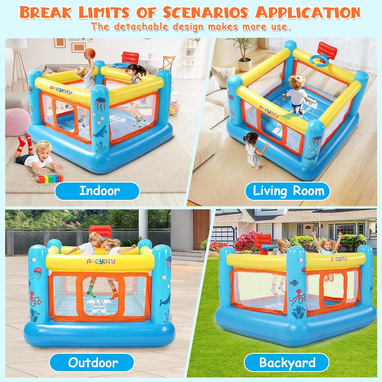 バウンスハウス、子供用PVC製インフレータブルバウンスハウス - Kids Outdoor Jumping のレビューと価格