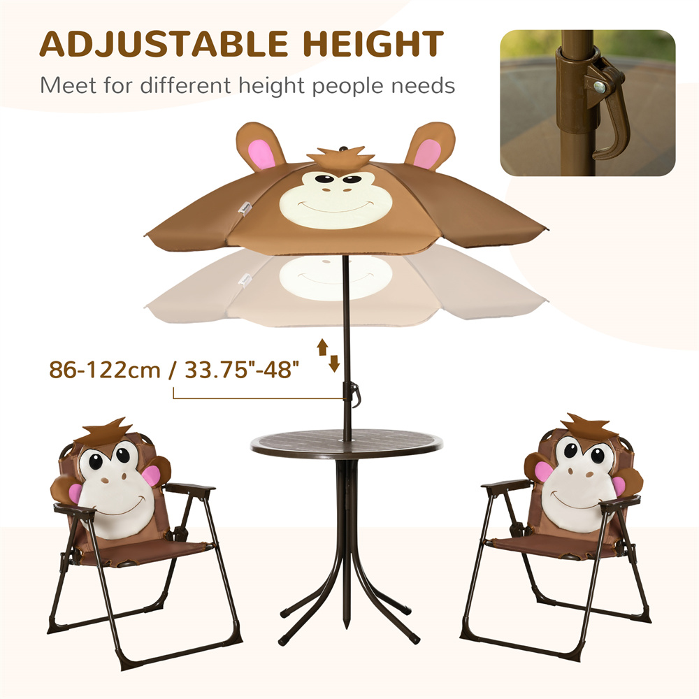 かわいい猿の子供用パティオテーブルチェアセット、取り外し可能 - Kids Outdoor Dining Set のレビューと価格