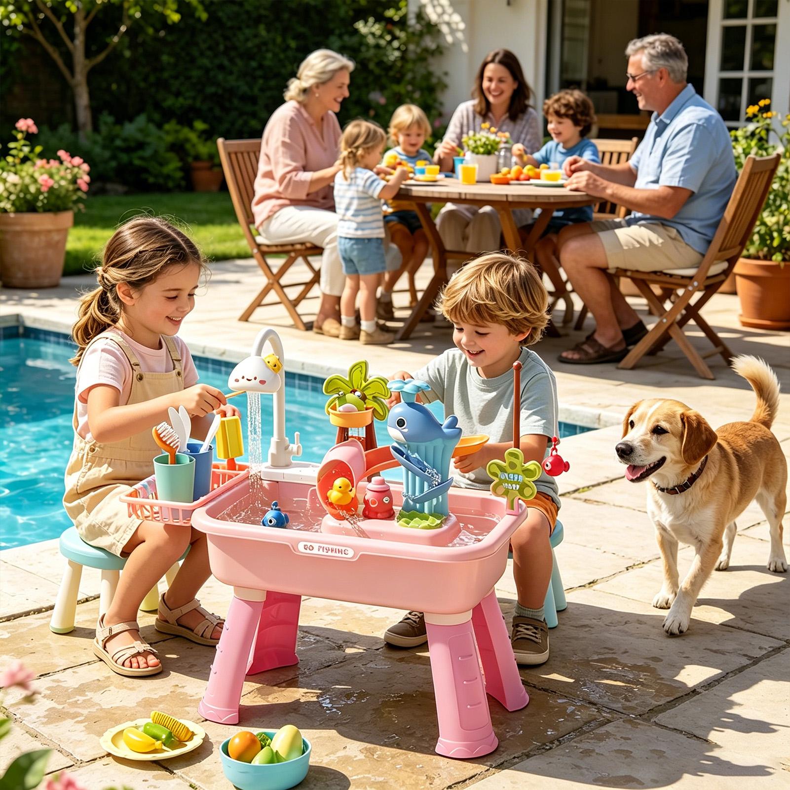 ポンプ付きキッズウォーターテーブル、幼児向け感覚遊びシンクア - Kids Outdoor Activity Table のレビューと価格
