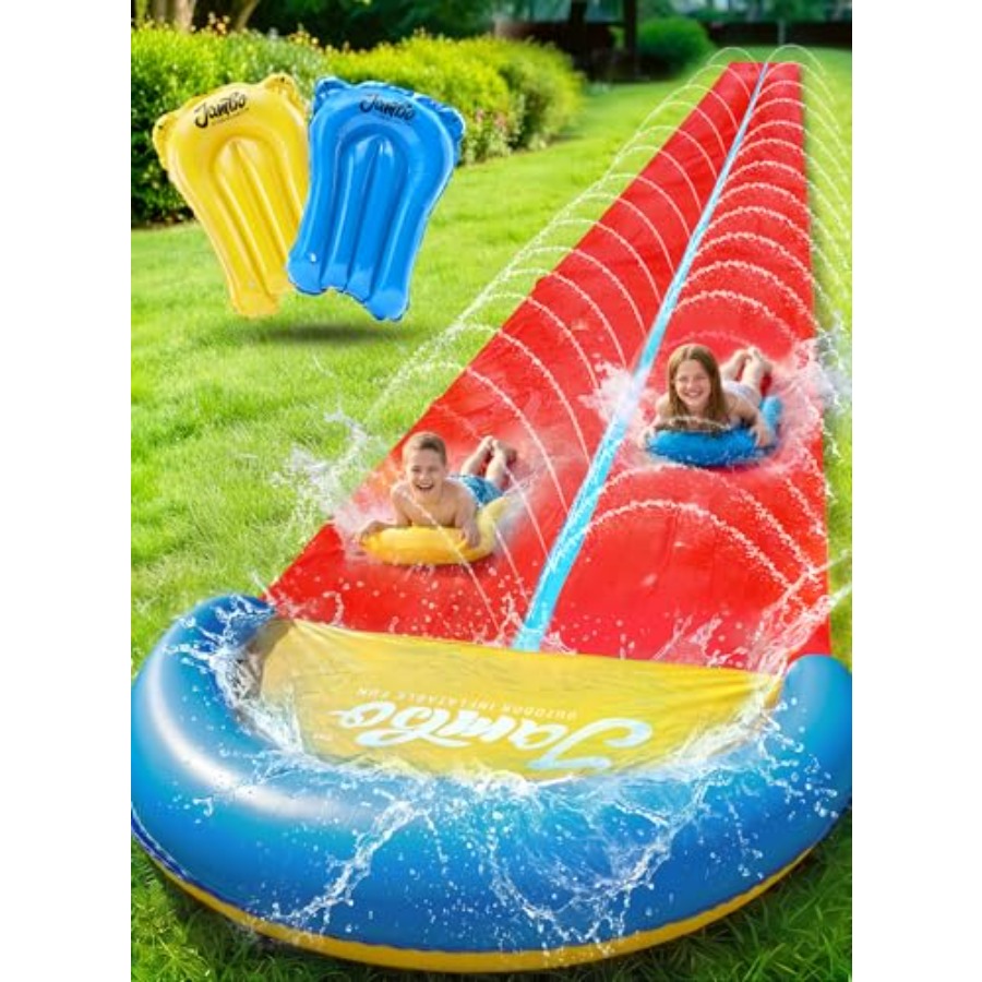子供用屋外裏庭ウォータースライド：頑丈なPVC製、青と黄色、 - Kids Outdoor Inflatable Water Slide のレビューと価格
