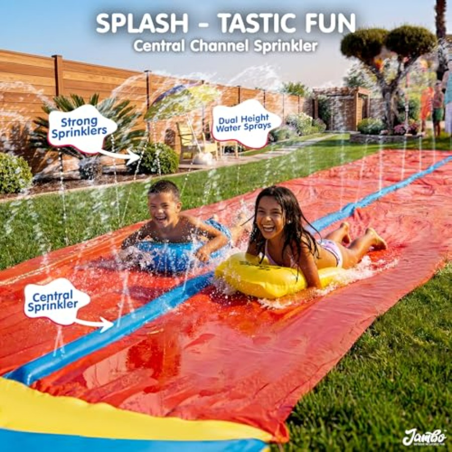 子供用屋外裏庭ウォータースライド：頑丈なPVC製、青と黄色、 - Kids Outdoor Inflatable Water Slide のレビューと価格