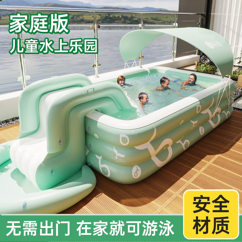 厚手のインフレータブルスイミングプール、スライドとキャノピー - Kids Outdoor Inflatable Water Slide のレビューと価格