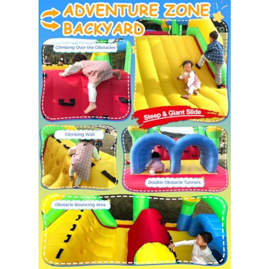 裏庭用屋外インフレータブルバウンスハウス障害物コース、3～6 - Kids Outdoor Obstacle Course のレビューと価格