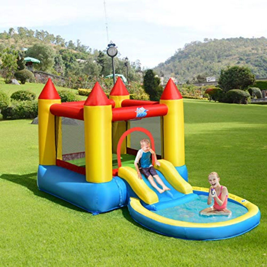 3歳から5歳向けの屋外用インフレータブルバウンスハウス：PV - Kids Outdoor Inflatable Water Slide のレビューと価格
