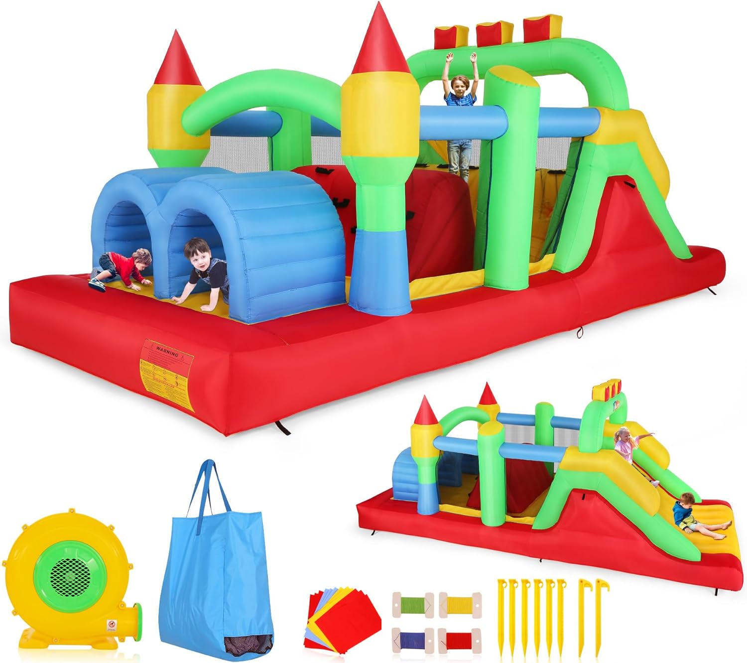KFインフレータブル障害物コース（Big18 x 8.2フィ - Kids Outdoor Obstacle Course のレビューと価格
