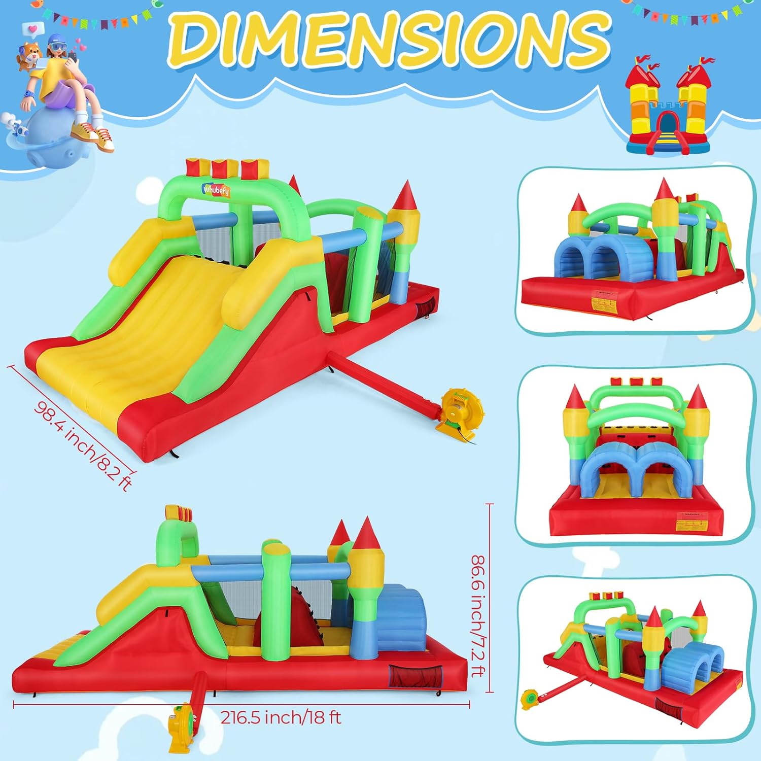 KFインフレータブル障害物コース（Big18 x 8.2フィ - Kids Outdoor Obstacle Course のレビューと価格