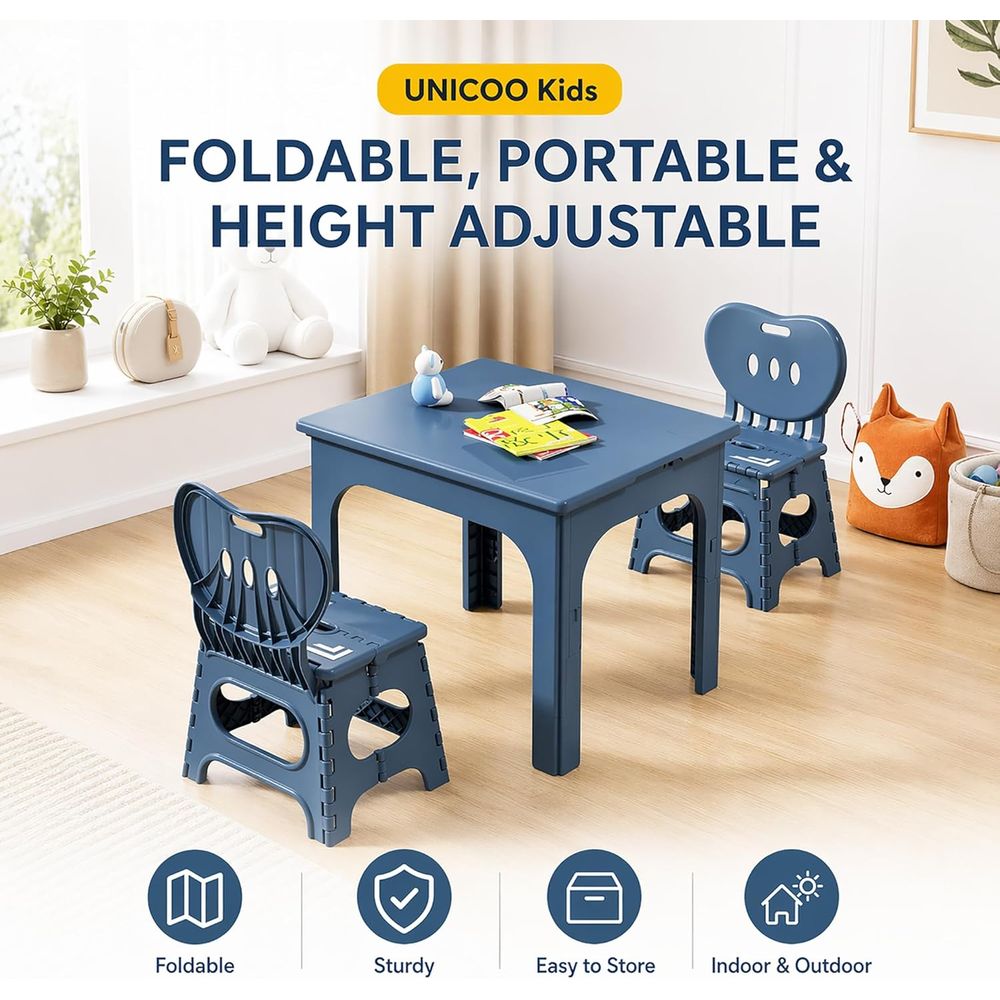 折りたたみ式テーブルと椅子セット、高さ調節可能なポータブルア - Kids Outdoor Activity Table のレビューと価格
