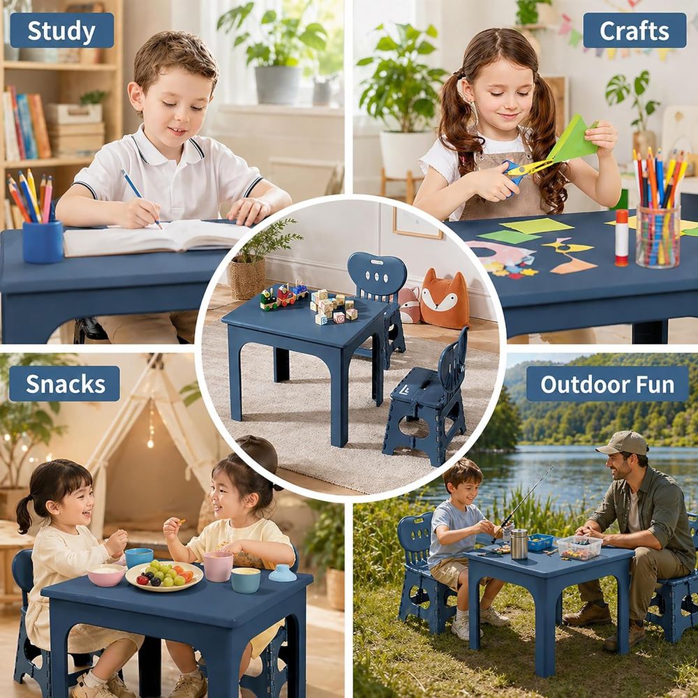 折りたたみ式テーブルと椅子セット、高さ調節可能なポータブルア - Kids Outdoor Activity Table のレビューと価格