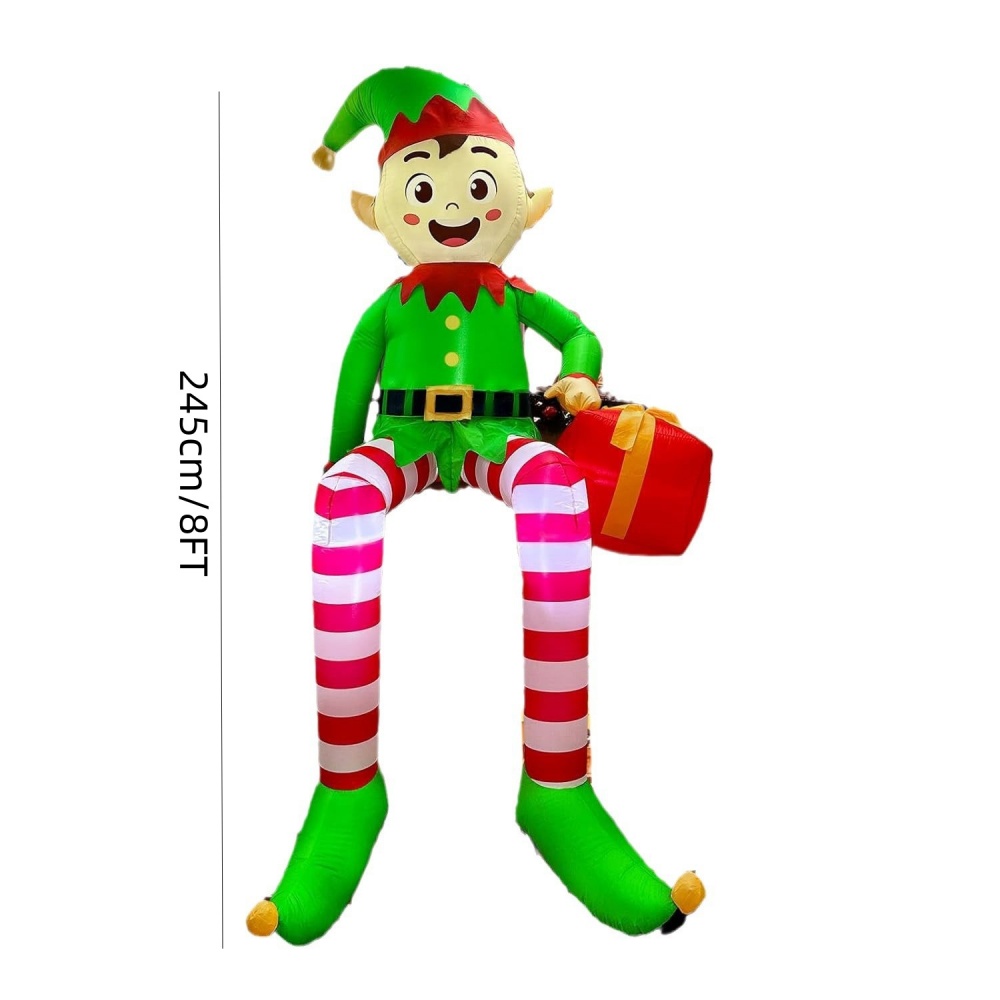 8FT クリスマスインフレータブル座っているエルフ装飾 LE - Kids Outdoor Inflatable のレビューと価格