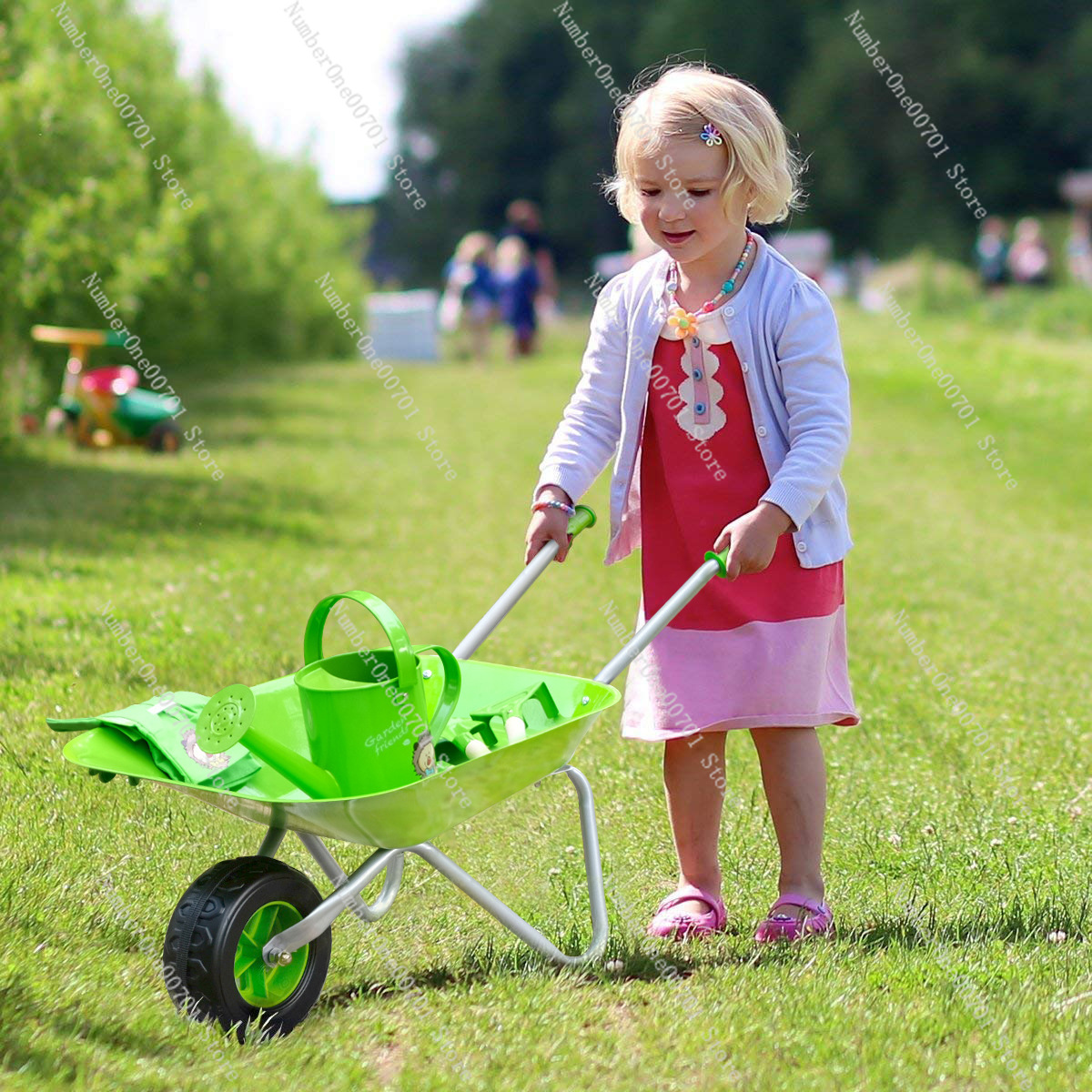 子供用屋外手押し車、緑の庭遊びセット、バランス練習と身体活動 - Kids Outdoor Set のレビューと価格