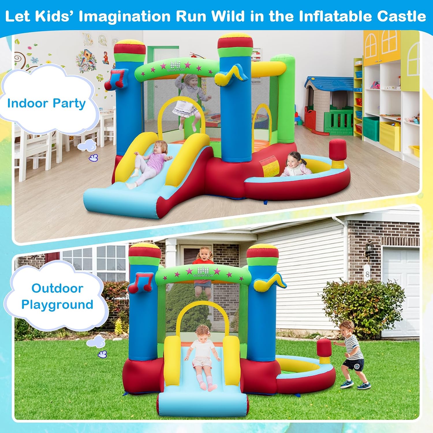 ボールプール付きインフレータブルバウンスハウス、3歳から12 - Kids Outdoor Jumping のレビューと価格