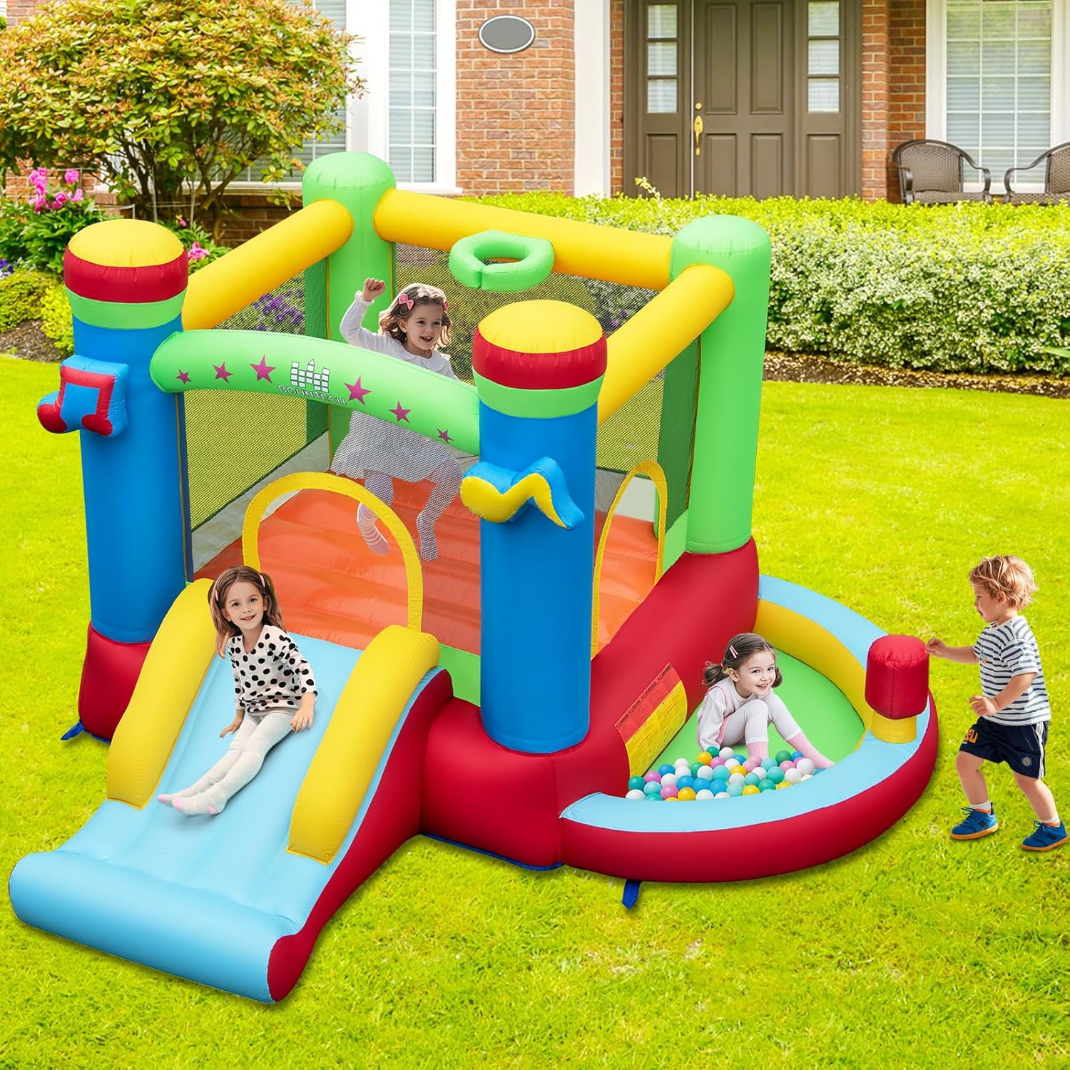 ボールプール付きインフレータブルバウンスハウス、3歳から12 - Kids Outdoor Jumping のレビューと価格