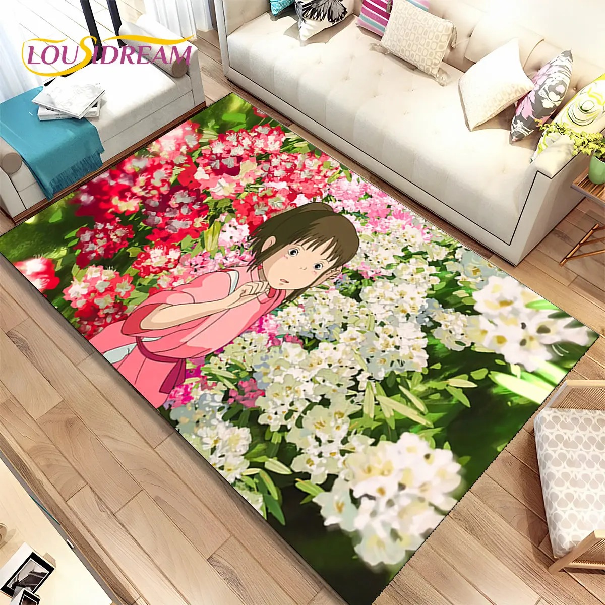 千と千尋の神隠し漫画アニメエリアラグ、リビングルーム、ベッド - Kids Outdoor Play Area のレビューと価格