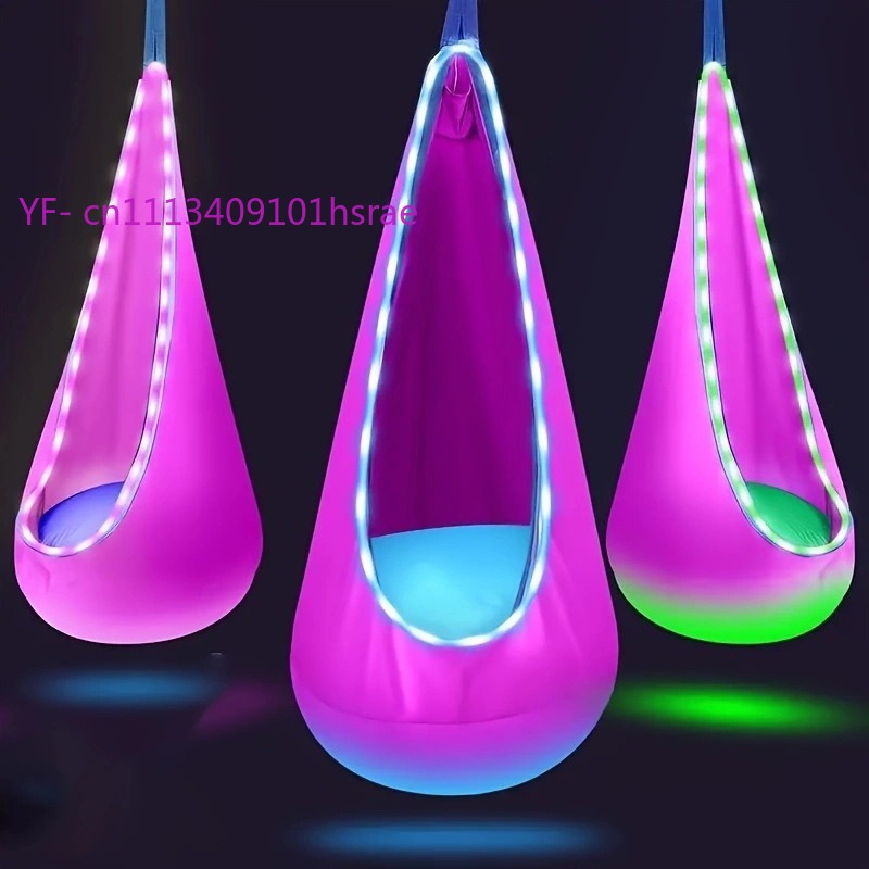 光るLEDインフレータブルハンモック ポータブルプラッシュハ - Kids Outdoor Hanging Chair のレビューと価格