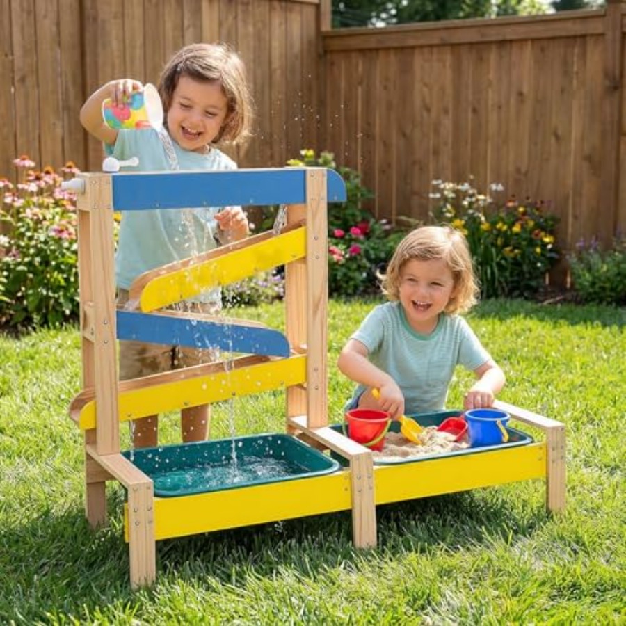 3歳以上向け屋外キッズアクティビティプレイセット：木製砂場と - Kids Outdoor Activity Table のレビューと価格