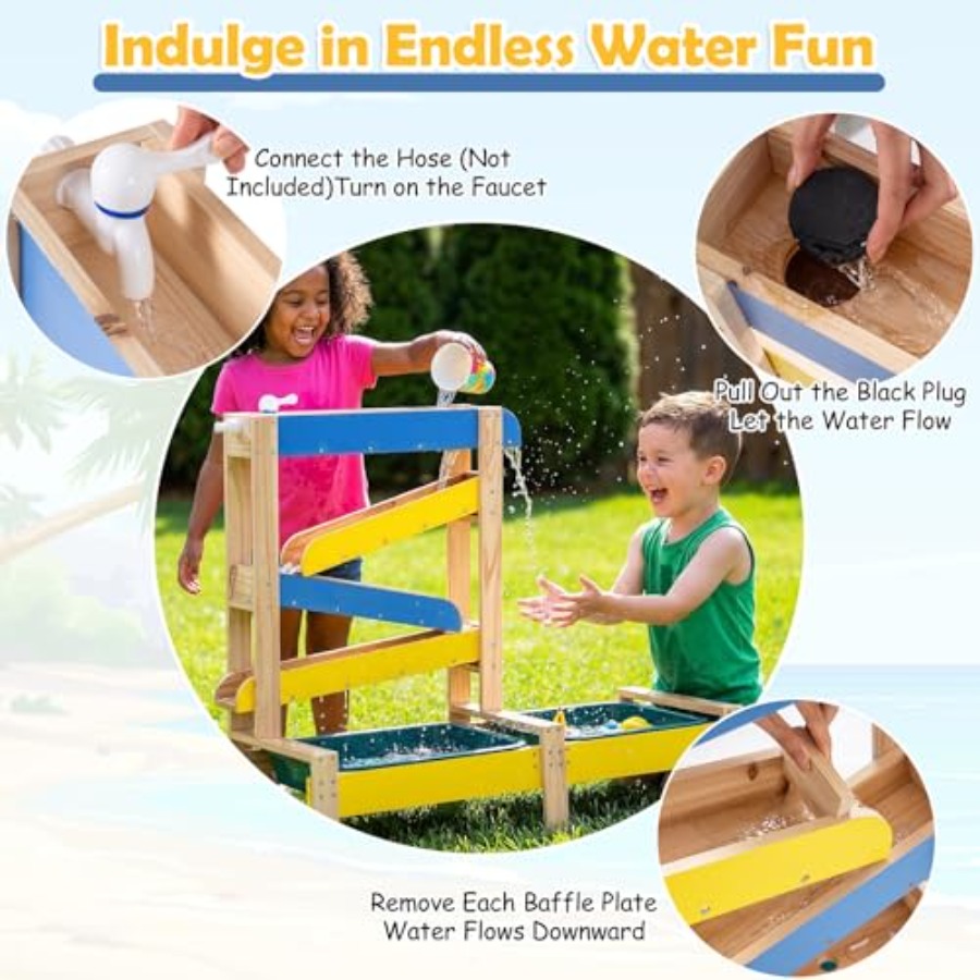 3歳以上向け屋外キッズアクティビティプレイセット：木製砂場と - Kids Outdoor Activity Table のレビューと価格