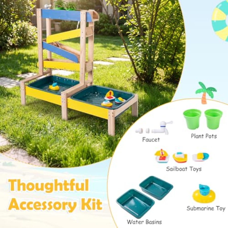 3歳以上向け屋外キッズアクティビティプレイセット：木製砂場と - Kids Outdoor Activity Table のレビューと価格