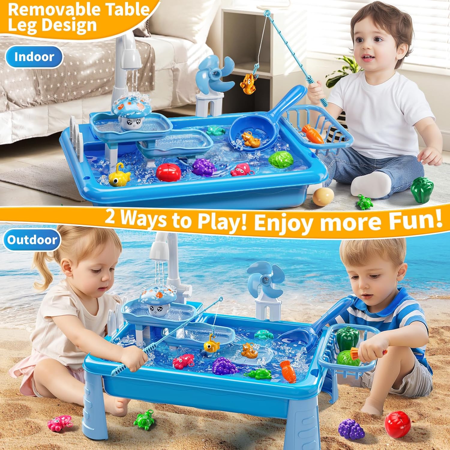 子供用ウォーターテーブル遊び場シンクおもちゃ、流水付き屋外キ - Kids Outdoor Activity Table のレビューと価格