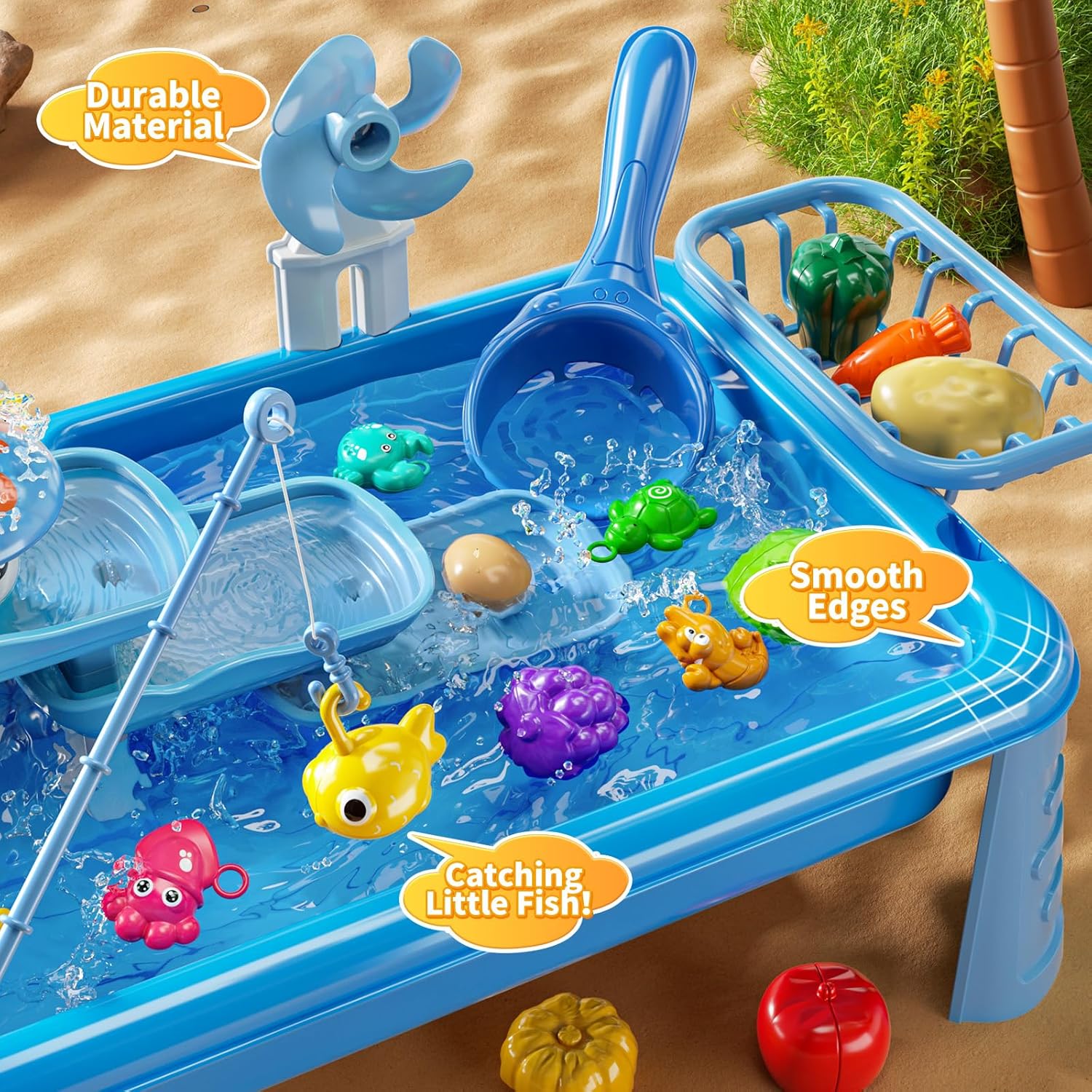 子供用ウォーターテーブル遊び場シンクおもちゃ、流水付き屋外キ - Kids Outdoor Activity Table のレビューと価格