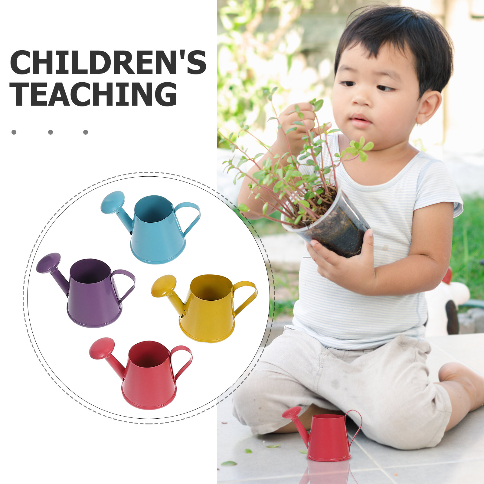 4個入りミニ金属製じょうろセット 鮮やかな色の鉄製 室内・屋 - Kids Outdoor Set のレビューと価格