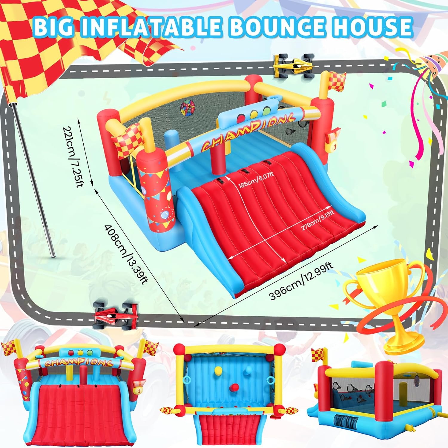 大きな子供向けインフレータブルバウンスハウス、13フィート屋 - Kids Outdoor Games のレビューと価格